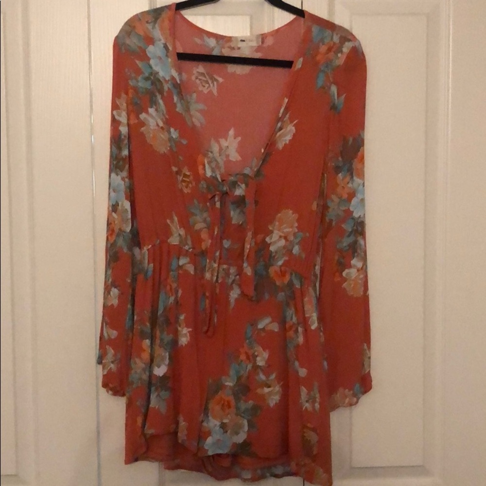 Long sleeve tie front Altar’d State romper